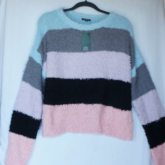 Wild Fable Striped Fuzzy Multi Pullover Sweater - Picture 1 of 3